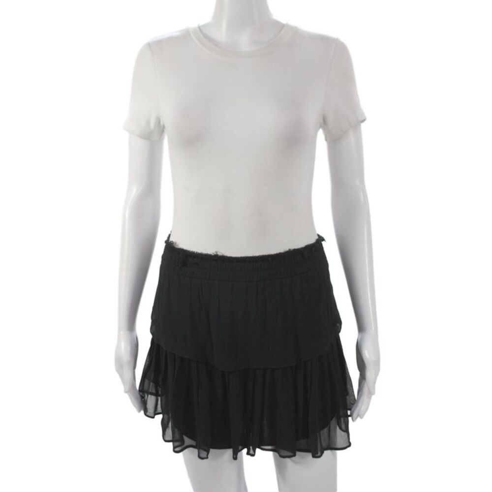 Love Shack Fancy Women Peasant Mini Skirt Black 100% Viscose Size S